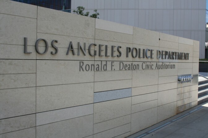 LAPD (Los Angeles Police Department) headquarters sign
