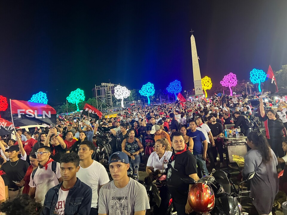 Thousands of people turned out in Managua to mark the triumph of the Sandinista revolution in July.
