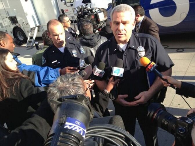 LAPD Lt. Andy Nieman talks to reported about the latest details in the manhunt for fugitive Christopher Dorner on Feb. 12, 2013.