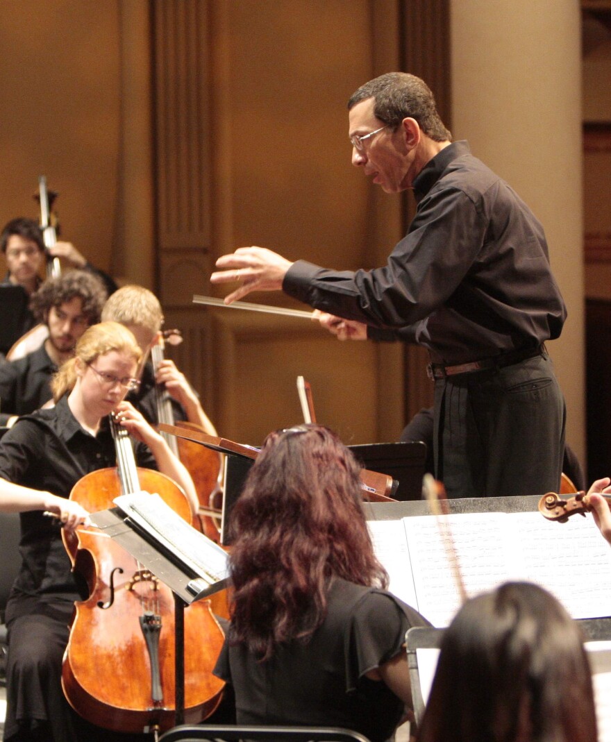 Conductor Neal Stulberg and the UCLA Philharmonia. The group performed "Lincoln Echoes" by composer David Lefkowitz.