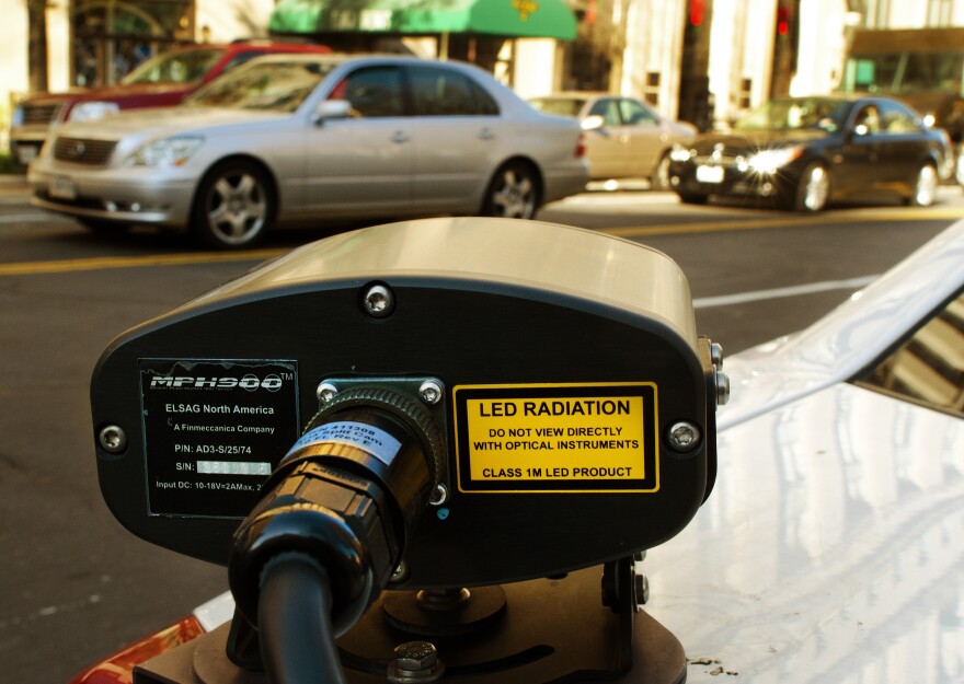 A "License Plate Reader" or LPR, one of two mounted on the trunk of a Metropolotian Police Department(MPD) is seen on a police car in Washington, DC, December 1, 2011. It works silently in the backround automatically recording automobile license plates that drive by and then rapidly checks a computer database of stolen or wanted cars. Hundreds of MPD police cars have the cameras forming a virtual net looking for stolen vehicles. AFP Photo/Paul J. Richards (Photo credit should read PAUL J. RICHARDS/AFP/Getty Images)