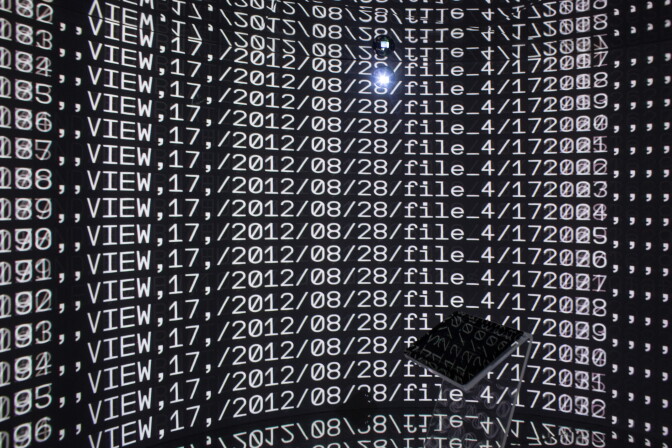 ISTANBUL, TURKEY - MAY 06:  A tablet is seen in the center of a high tech art installation at Salt Galata on May 6, 2017 in Istanbul, Turkey. The "Archive Dreaming" installation by artist Refik Anadol uses artificial intelligence to visualize nearly 2 million historical Ottoman documents and photographs from the SALT Research Archive. Controlled by a single tablet in the center of a mirrored room the artist used machine learning algorithms to combine historical documents, art, graphics and photographs to create an immersive installation allowing people to scroll, read and explore the archives. The SALT Galata archives include around 1.7 million documents ranging from the late-Ottoman era to the present day. The exhibition is on show at SALT Galata art space through till June 11, 2017.  (Photo by Chris McGrath/Getty Images)