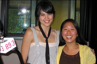 Singer-SongwriterPriscilla Ahn (L) with Off-Ramp contributor Christina Huh (R) at KPCC's downtown LA studio.