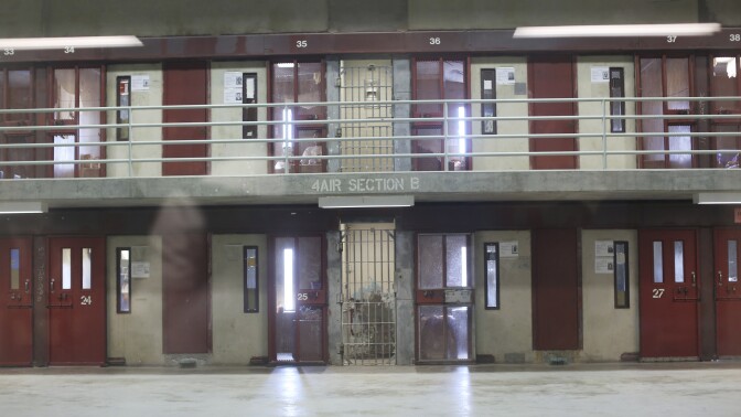 A row of Secure Housing Units at the Corcoran State Prison in California in 2013. The prison has a separate facility built for  inmates held in solitary.