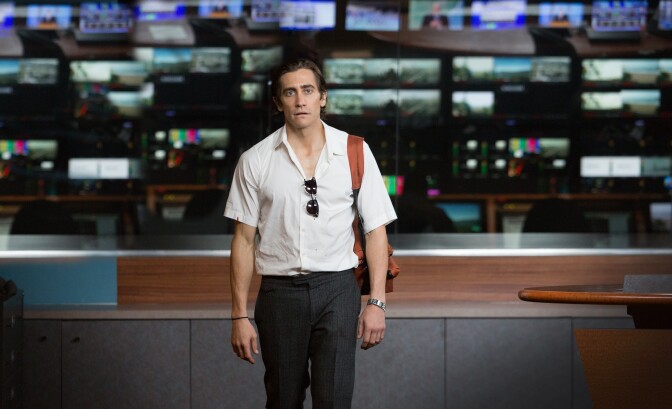 Jake Gyllenhaal as Lou Bloom in "Nightcrawler," written and directed by Dan Gilroy, opening October 31, 2014.”