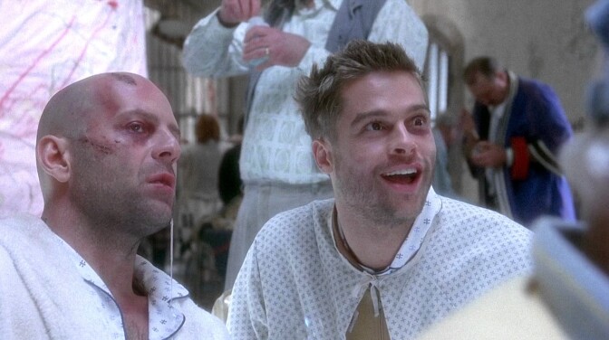 Bruce Willis and Brad Pitt in "Twelve Monkeys"