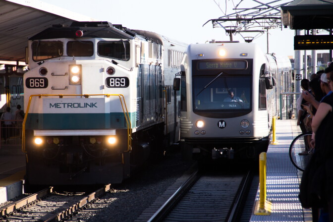 Metrolink and Gold Line at Union Station.
