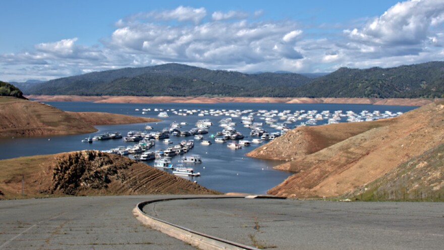 Lake Oroville, the largest reservoir in the State Water Project and the second-biggest in California after Lake Shasta, was at 50 percent of capacity on April 5, 2014. 