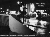 The Earl Carroll Theatre circa 1938, featuring the iconic neon sign bearing the image of Carroll's partner, Beryl Wallace.
