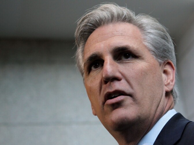 U.S. House Majority Whip Rep. Kevin McCarthy (R-CA) speaks during a media availability after a Republican Conference meeting December 13, 2011 on Capitol Hill in Washington, DC.