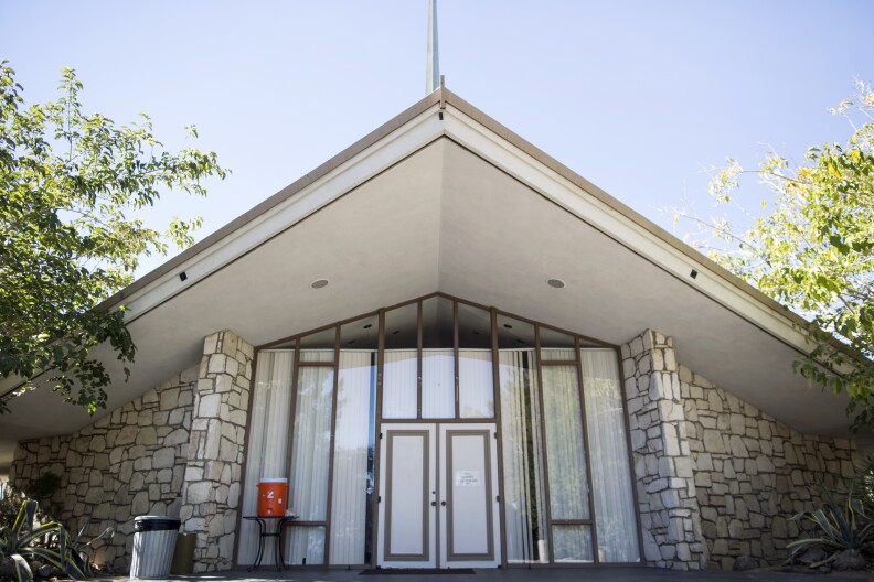 The Sanctuary at the Institute of Mental Physics in Joshua Tree, Calif. is known for its spire. The 420-acre site is used today by students of mentalphysics and retreat groups.