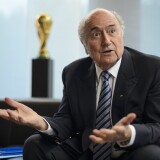 President of International governing body of association football FIFA Sepp Blatter gestures during an interview on May 15, 2015 at the of organization's headquarters  in Zurich.