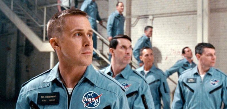 Ryan Gosling (front) stars as astronaut Neil Armstrong in "First Man."