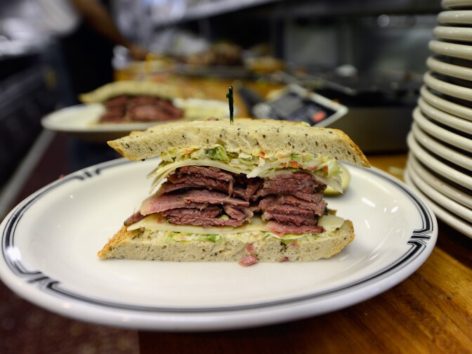 LOS ANGELES, CA - FEBRUARY 26: Langer's Delicatessen famous #19 pastrami sandwich is prepared on February 26, 2013 in Los Angeles, California. According to a report, America's Jewish delis are struggling to stay afloat. There were several thousand Jewish delis open in New York City during the first half of the 20th century, now there are only a few dozen.  (Photo by Kevork Djansezian/Getty Images)
