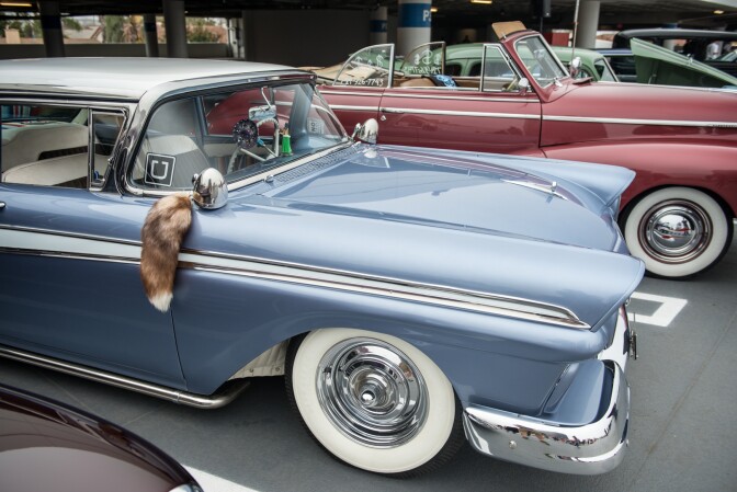 Hugo Guardado's 1957 Ford Fairlane isn't really available through Uber. It's a joke, but "I’ve been offered, 'Can you take me down the block for 20 bucks?'" he says.