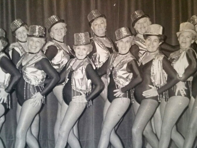 Shirley Sarah Heller (2nd row, 4th from left) with the Happy Hoofers tap-dance troupe.