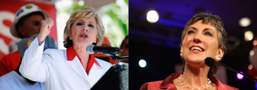 Democratic Senator Barbara Boxer and Republican Senate candidate Carly Fiorina