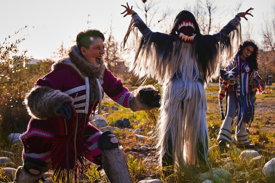 A scene from Yuval Sharon's “Sweet Land,” an open-air opera about colonialism and displacement at the Los Angeles State Historic Park.