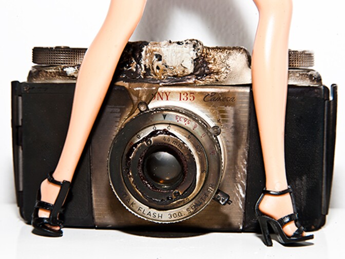 "Camera Barbie" on display at the 24th Photo L.A. Shot by Tyler Shields, 60 x 40 inches. Courtesy of De Re Gallery. 