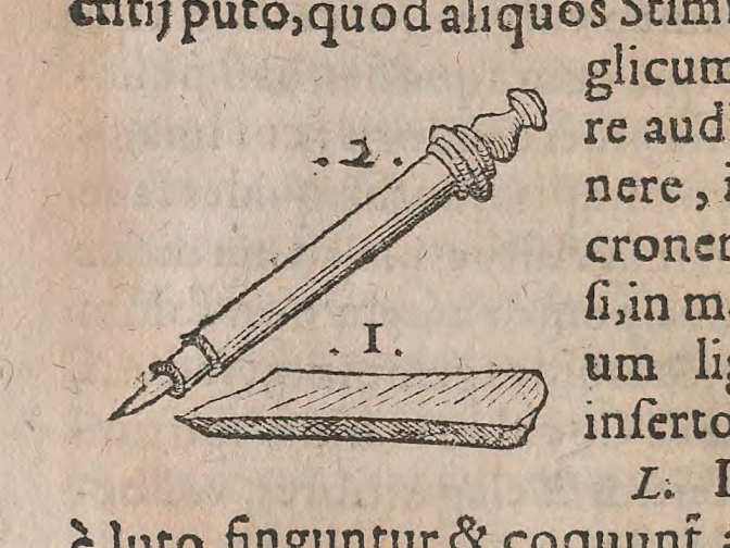 The first drawing of a pencil, found in Conrad Gessner's 1565 book on fossils.