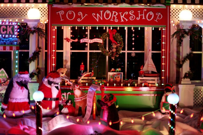 Despite the recent rain, Shirley Pepy's Christmas lawn display is holding up nicely. 