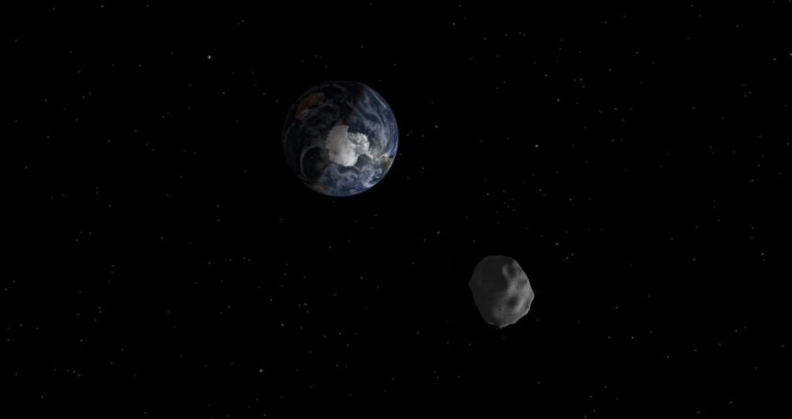 An image showing how 2012 DA14 asteroid will safely fly by Earth on Feb. 15, 2013.