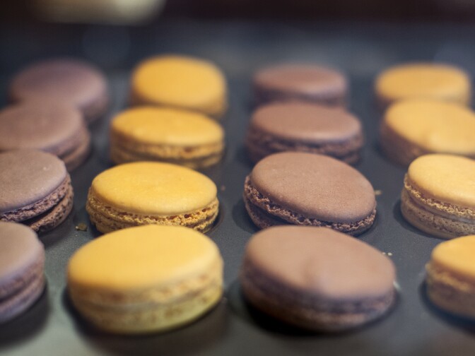 Macaroons are for sale inside the cafe side of Tra Tea House in Garden Grove.