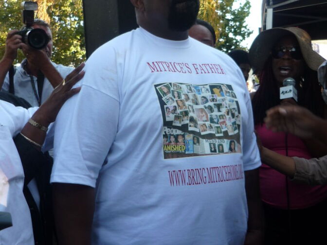 Mitrice Richardson's father, Michael at her Monday night vigil at Leimert Park.