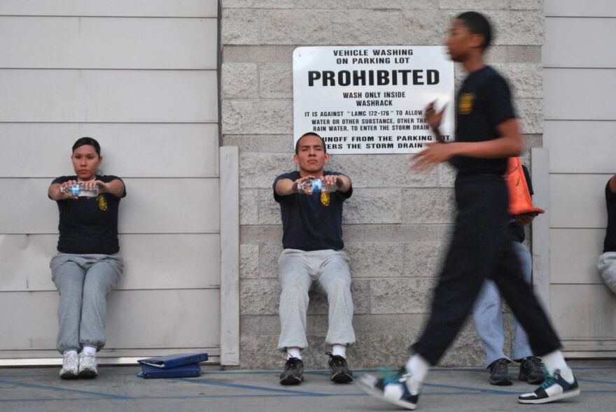 Cadets in the LAPD's Newton Division are required to go through a 16-week academy that takes place on Saturdays.