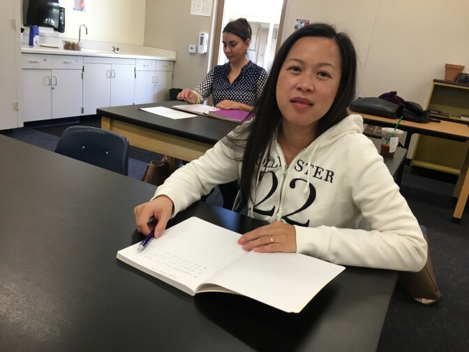 Tam Luong is taking an office skills class at Mt. San Antonio Community College to help her job prospects. 