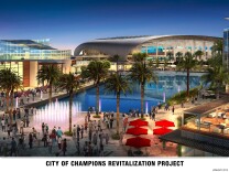 A rendering of he new stadium and complex to be built near the Forum in Inglewood was released by the Hollywood Park Land Company, Kroenke Group and Stockbridge Capital Group in January.