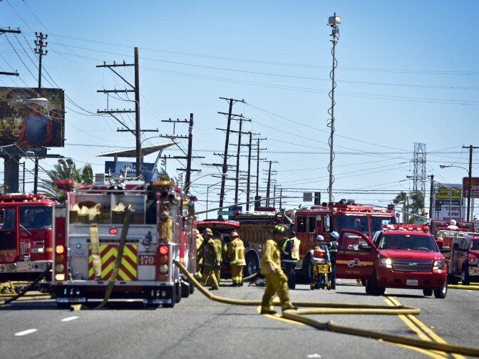 A structure fire at the Animo South Los Angeles Charter High School Tuesday afternoon caused a roof collapse and large response from the Los Angeles County Fire Department. 
