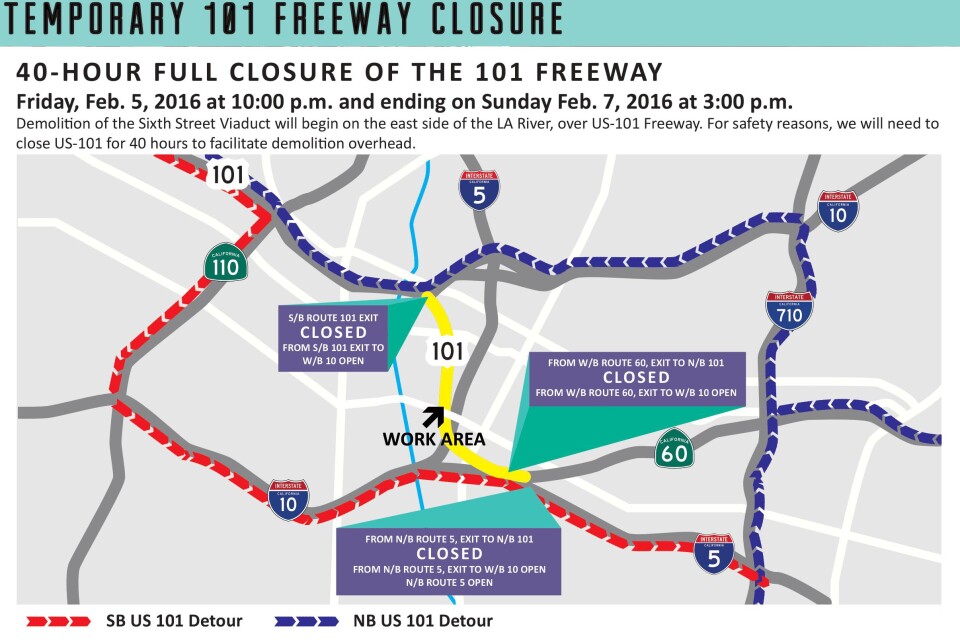 A flyer detailing the 101 freeway closure.