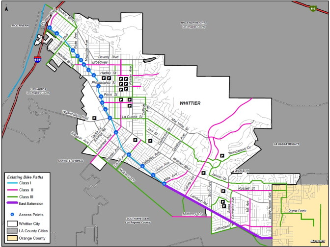 The proposed trail extension is shown in purple. 