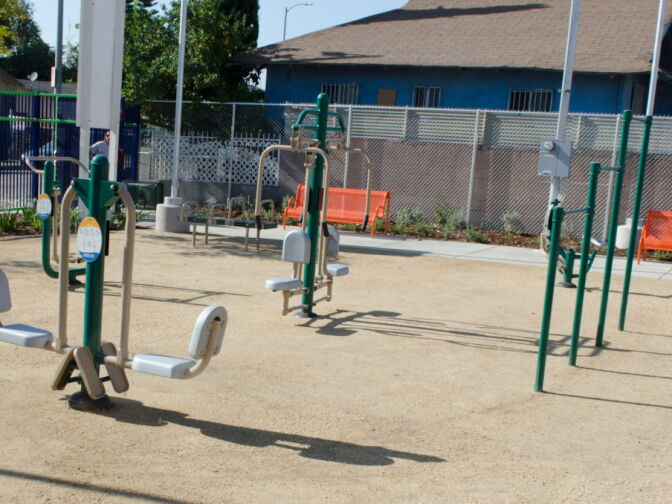 In addition to the security fence, native plants, irrigation system , and solar compact trash cans, this park has a decomposed granite surface.
