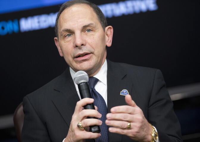 FILE - In this Feb. 25, 2016, file photo, Veterans Affairs Secretary Robert McDonald speaks in Washington. Two years after a scandal over long wait times for veterans seeking health care, the Department of Veterans Affairs still has "profound deficiencies" in delivering health care to millions of veterans, a congressional commission says in a new report. The Commission on Care says in a report to be released July 6 that the VA delivers high-quality health care but is inconsistent from one site to the next, and problems with access remain. (AP Photo/Pablo Martinez Monsivais, File)