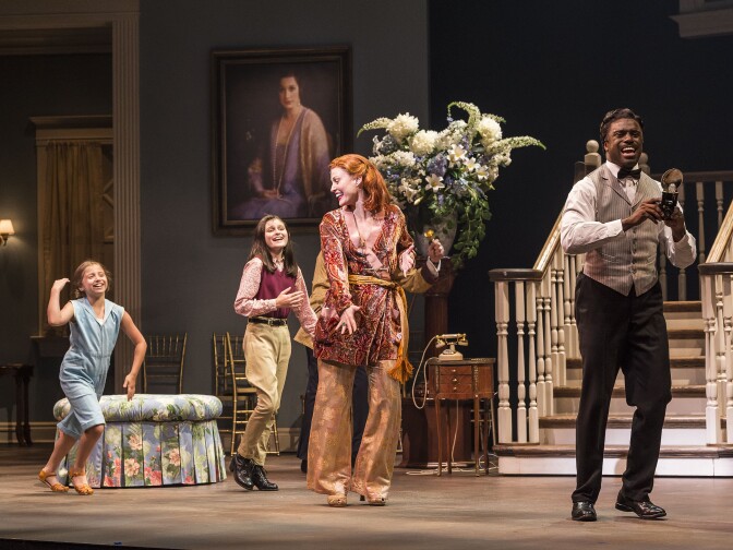 L-R: Peyton Ella, Katie Silverman, Rachel York and Davon Williams in "Grey Gardens" The Musical. Directed by Michael Wilson, "Grey Gardens" plays at Center Theatre Group/Ahmanson Theatre through August 14, 2016. The book is by Doug Wright, music by Scott Frankel and lyrics by Michael Korie. "Grey Gardens" is based on the film by David Maysles, Albert Maysles, Ellen Hovde, Muffie Meyer and Susan Froemke. For tickets and information, please visit CenterTheatreGroup.org or call (213) 972-4400. Contact: CTGMedia@ctgla.org / (213) 972-7376.
Photo by Craig Schwartz.
