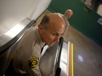 L.A. County Sheriff Lee Baca conducts an inspection of Men's Central Jail in Downtown Los Angeles in this photo from December 2011.