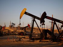 File: Oil wells near McKittrick, California.