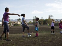 An American Youth Soccer Organization for Van Nuys and Sherman Oaks practices at War Memorial Park on Thursday afternoon, Oct. 15, 2015. The turf condition is one issue that Los Angeles City Councilman David Ryu would like to address.