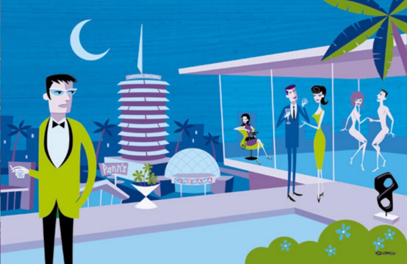 "By Night" by Josh Agle.