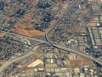 Riverside Freeway and Moreno Valley Freeway in Riverside, Calif.
