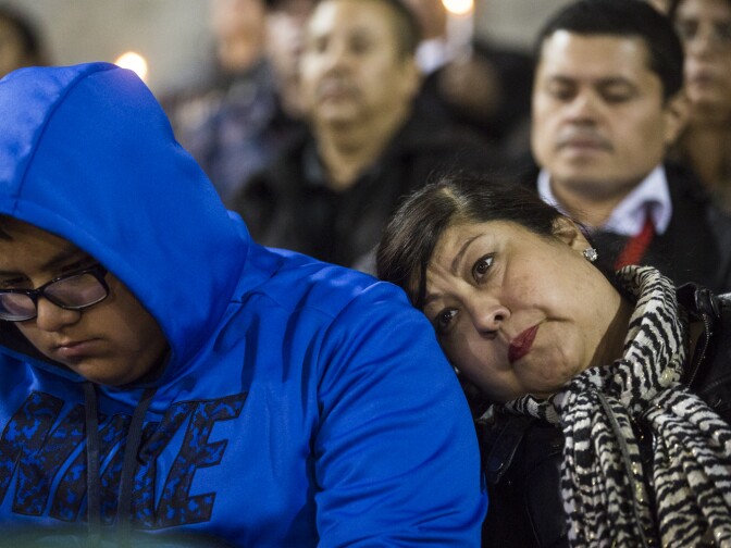Prayer and songs open a vigil at San Manuel Stadium in San Bernardino on Thursday night, Dec. 3, 2015 following a mass shooting that left 14 people dead and 21 injured on Wednesday at the Inland Regional Center.