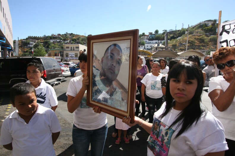 Protests in Nogales, Mexico, as the January 2011 shooting death of Ramses Barron Torres by a U.S. Border Patrol agent remained unsolved. In August 2013, the FBI said the agent fired in self-defense after Barron threw rocks.
