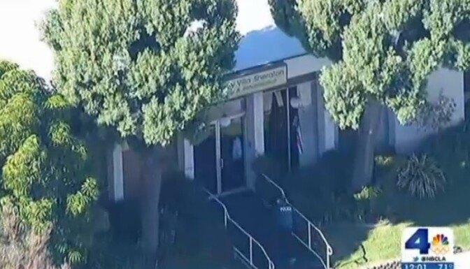 A screencap from NBC-LA's coverage of the shooting on Dec. 11, 2013, at a North Hills convalescent facility that left a 58-year-old woman dead.