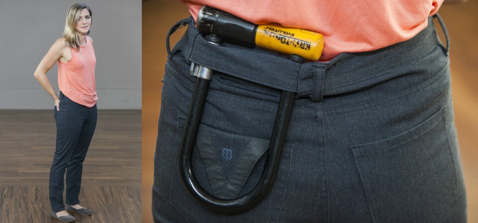 Tracey Molineux wears biking slacks made by Betabrand.