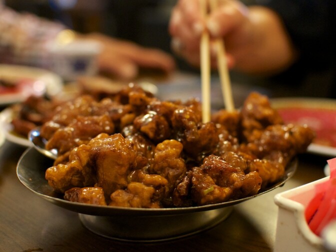 The chicken with orange sauce at Paul's Kitchen.