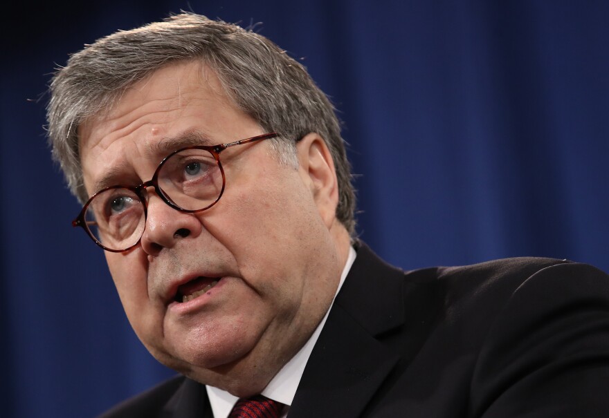 WASHINGTON, DC - APRIL 18: U.S. Attorney General William Barr speaks during a press conference on the release of the redacted version of the Mueller Report at the Department of Justice April 18, 2019 in Washington, DC. Members of Congress are expected to receive copies of the report later this morning with the report being released publicly soon after.  (Photo by Win McNamee/Getty Images)