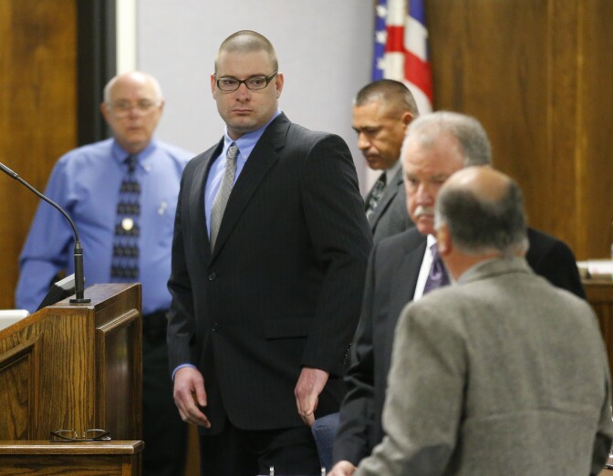 STEPHENVILLE, TX - FEBRUARY 11: Former Marine Cpl. Eddie Ray Routh appears in court on the opening day of his capital murder trial at the Erath County Donald R. Jones Justice Center on February 11, 2015 in Stephenville, Texas.  Routh, 27, of Lancaster is charged with the 2013 deaths of former Navy SEAL Chris Kyle and his friend Chad Littlefield at a shooting range near Glen Rose, Texas. (Photo by Tom Fox-Pool/Getty Images)