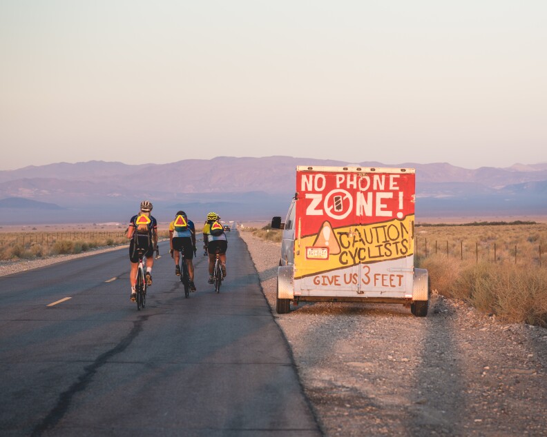 The group enters California around 6.a.m. on the way to Furnance Creek, CA